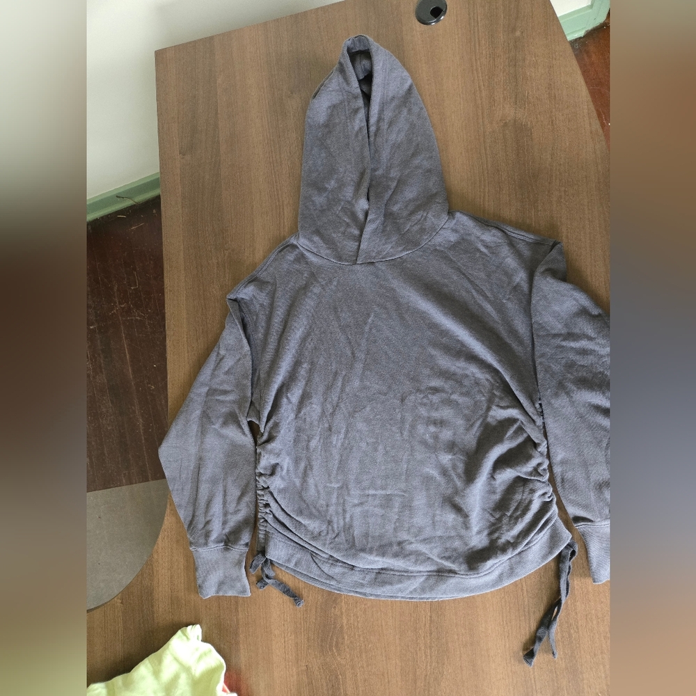 Aerie Ruched Tie Hoodie Sweatshirt - XL - Dark Gray - NWT